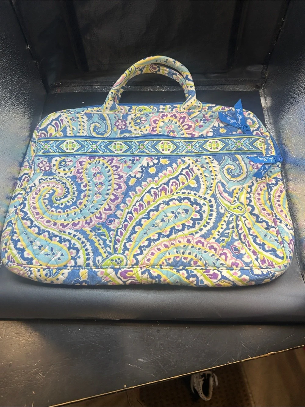 Vera Bradley Quilted Paisley Laptop Bag in Blue, Yellow, Purple
